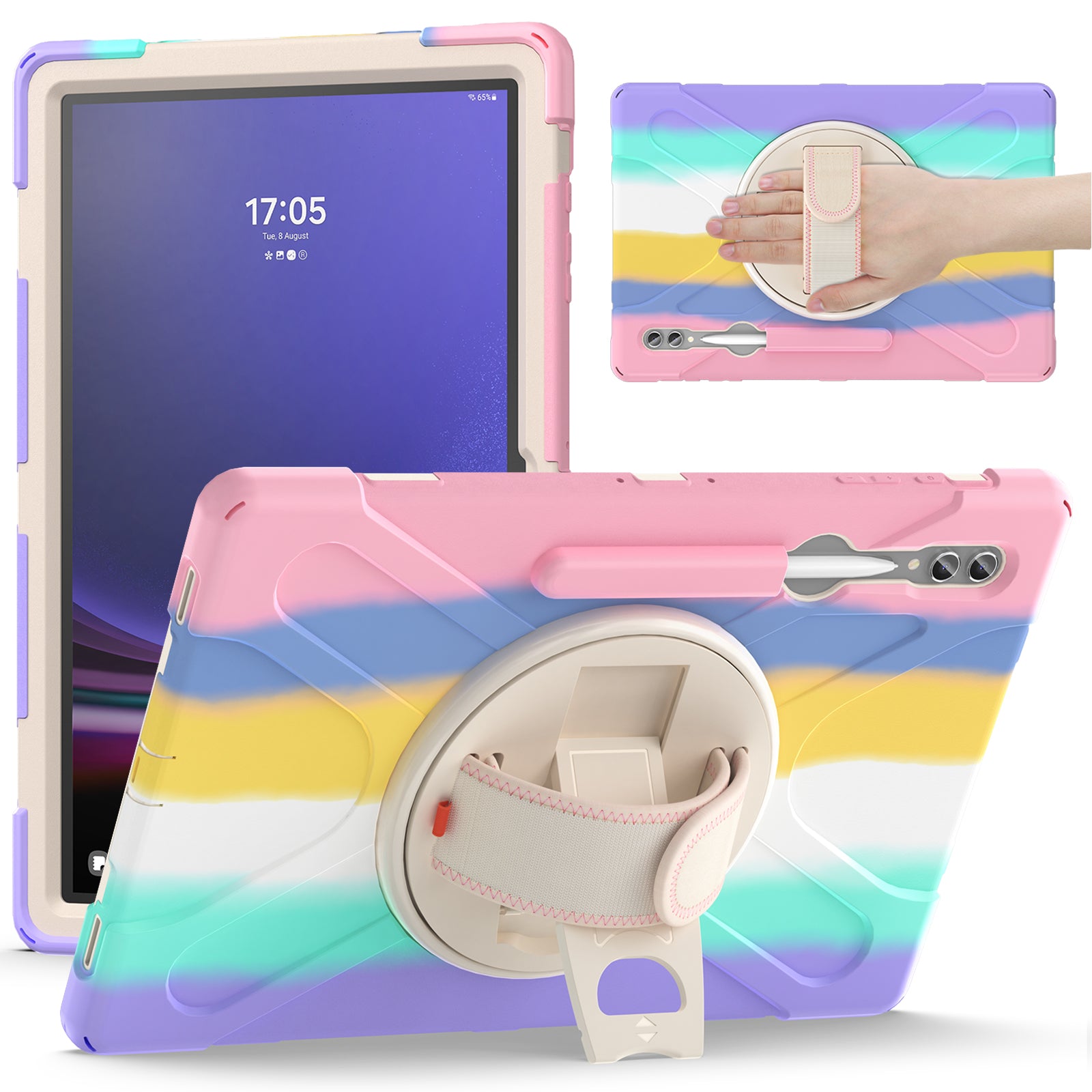 For Samsung Galaxy Tab S9 Ultra X910 S8 Ultra X900 X906 PC Silicone Kickstand Tablet Case with Hand Band For Samsung Galaxy Tab S9 Ultra X910 S8 Ultra X900 X906 PC Silicone Kickstand Tablet Case with Hand Band
